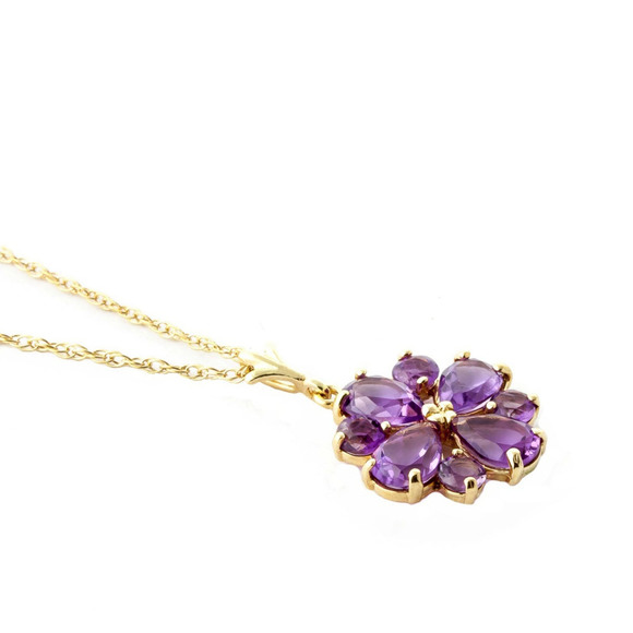 14K. SOLID GOLD NECKLACE WITH NATURAL AMETHYSTS (Yellow Gold) - Picture 3 of 5